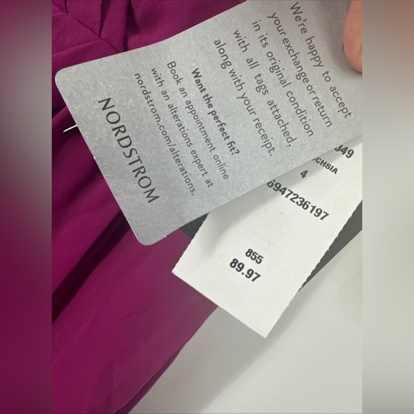 Marina Gathered Chiffon Jumpsuit In Fuchsia Size 4 NEW - Picture 5 of 7